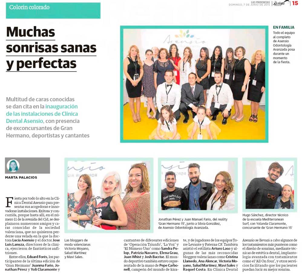 Inauguración de Asensio Odontología Avanzada – Las Provincias 07-06-15