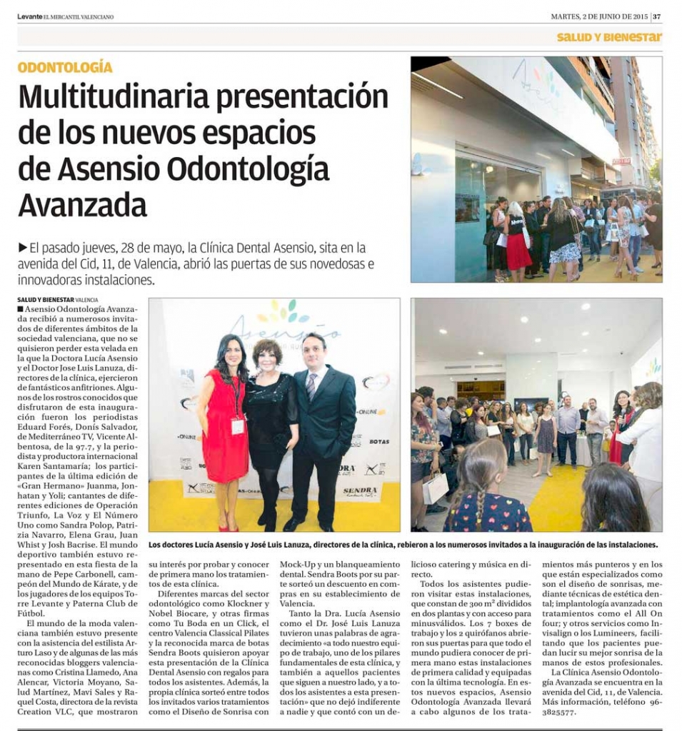 Inauguración de Asensio Odontologia Avanzada – Levante 02-06-15