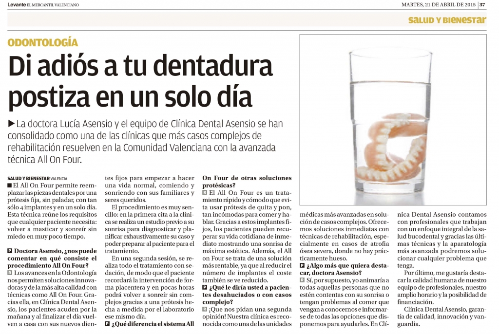 Publirreportaje «All on Four» de la Clínica Asensio