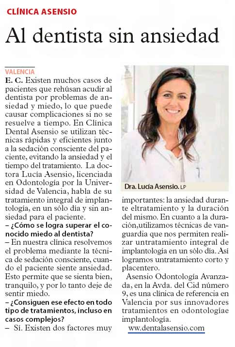 Dental Asensio en el periódico Las Provincias – Octubre de 2015