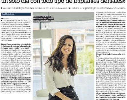 Asensio Odontología Avanzada en el periódico Levante por su 25 aniversario